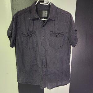 Short sleeve pinstripe button shirt